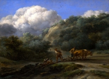 212/berchem, nicolaes - a man and a youth ploughing with oxen